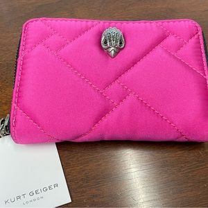 NWT - KURT GEIGER Small Quilted Satin Fuscha Wallet
